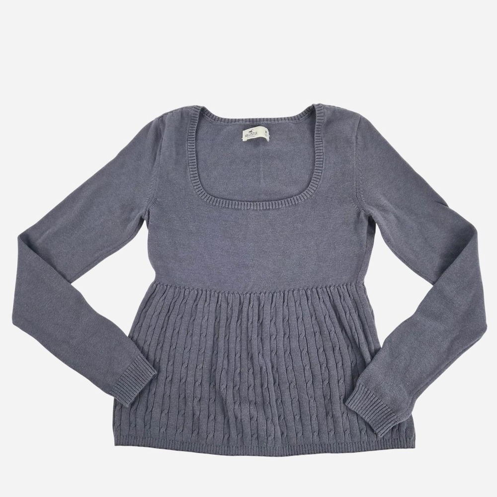 Hollister Square Neck Babydoll Cable Knit Sweater